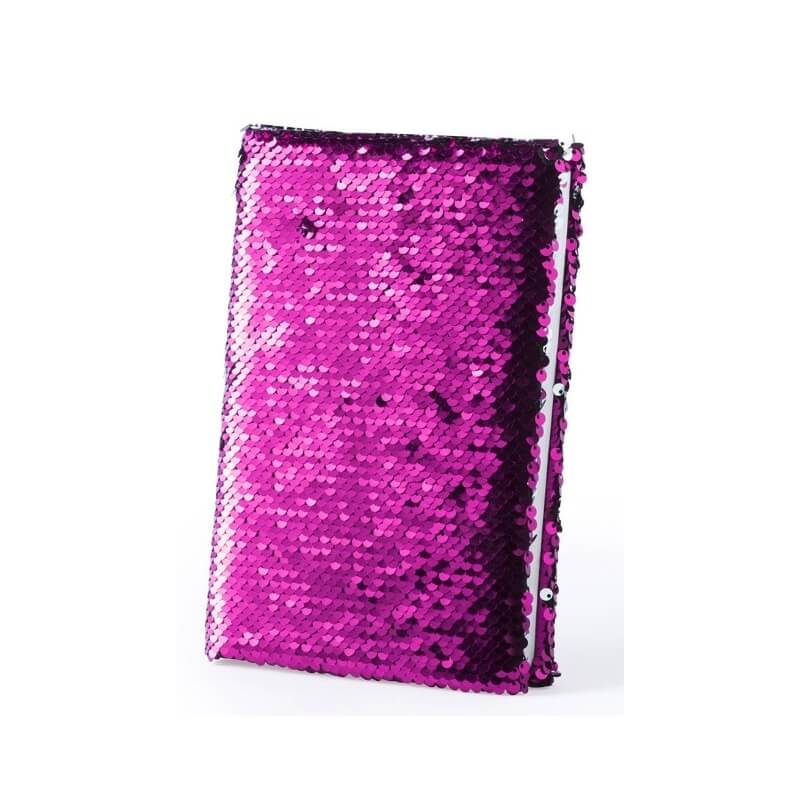Notebook con paillettes rosa