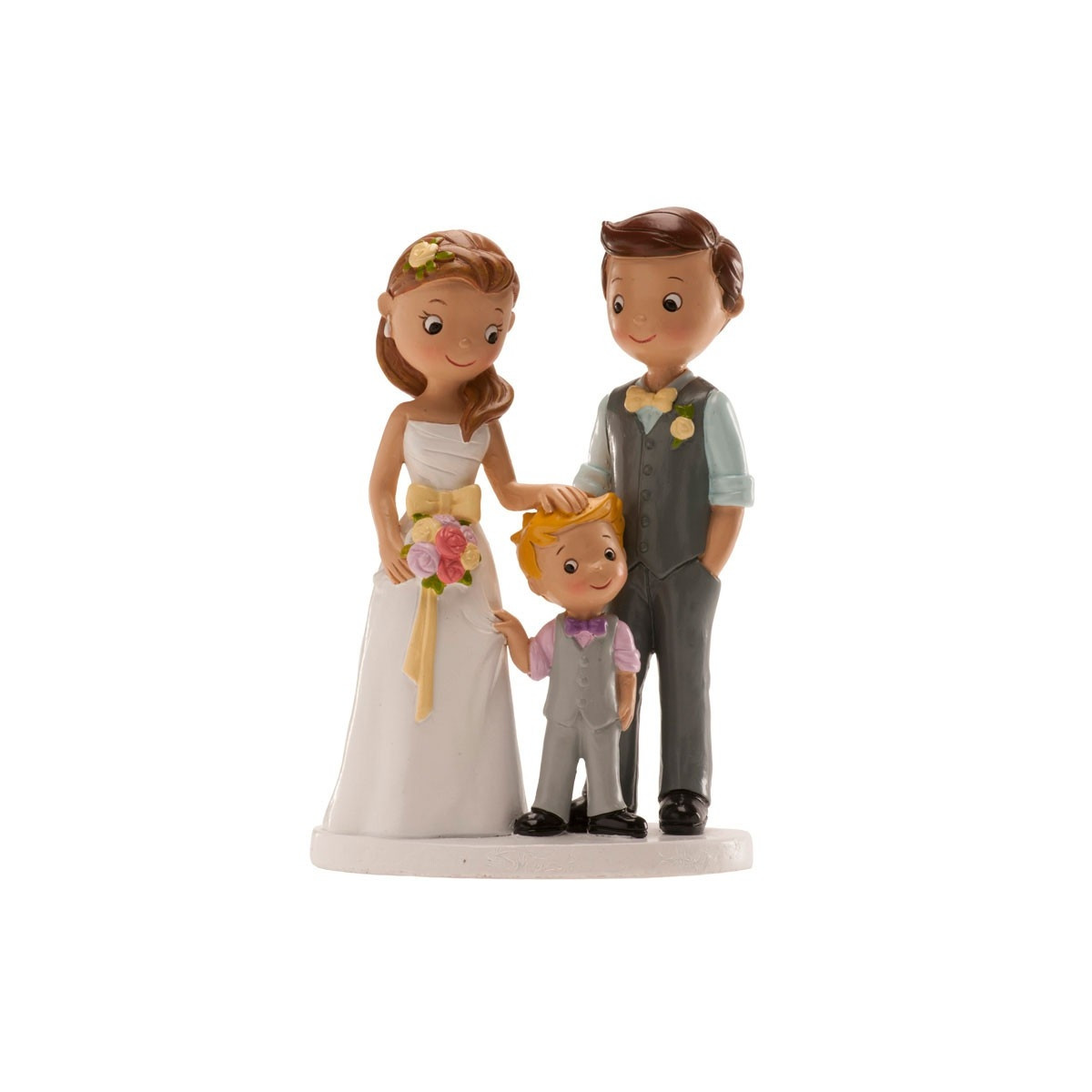 Figure sposi con bambino per torta di nozze