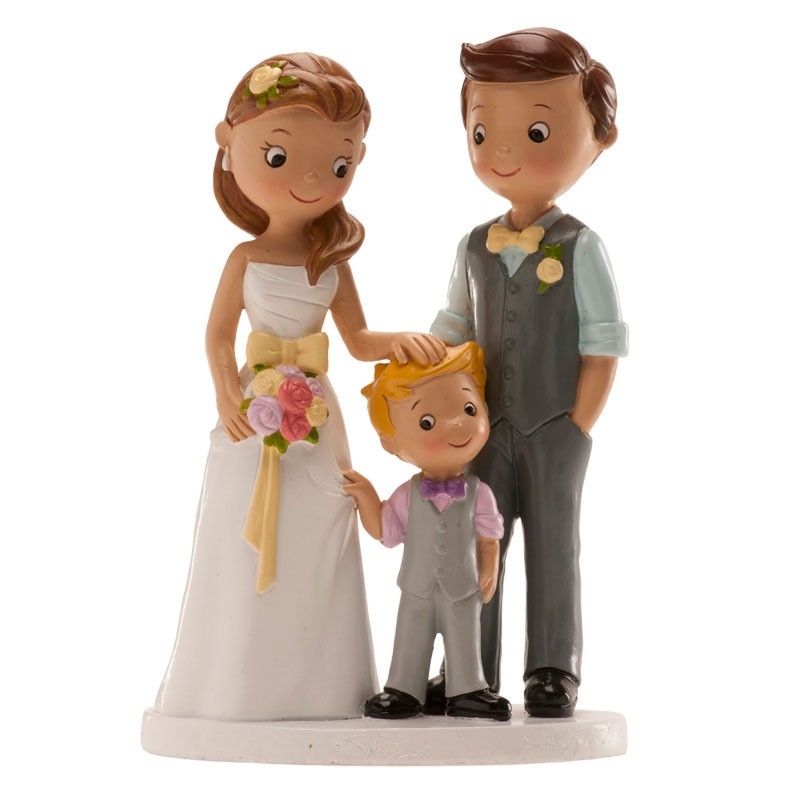Figure sposi con bambino per torta di nozze