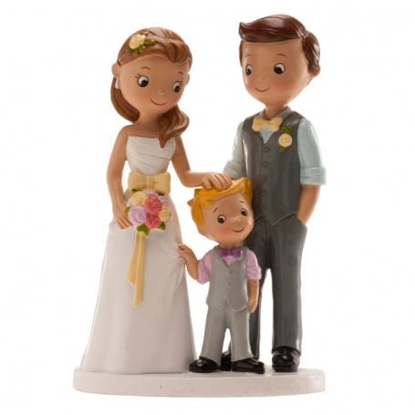 Figure sposi con bambino per torta di nozze