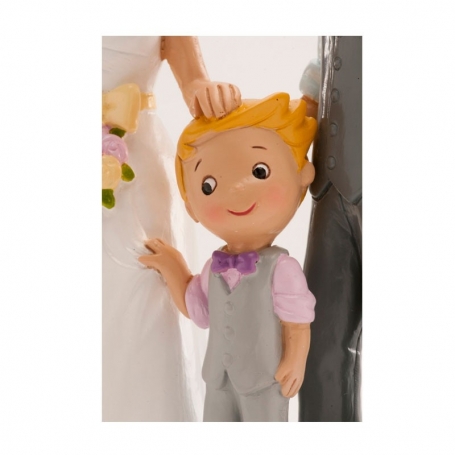 Figure sposi con bambino per torta di nozze