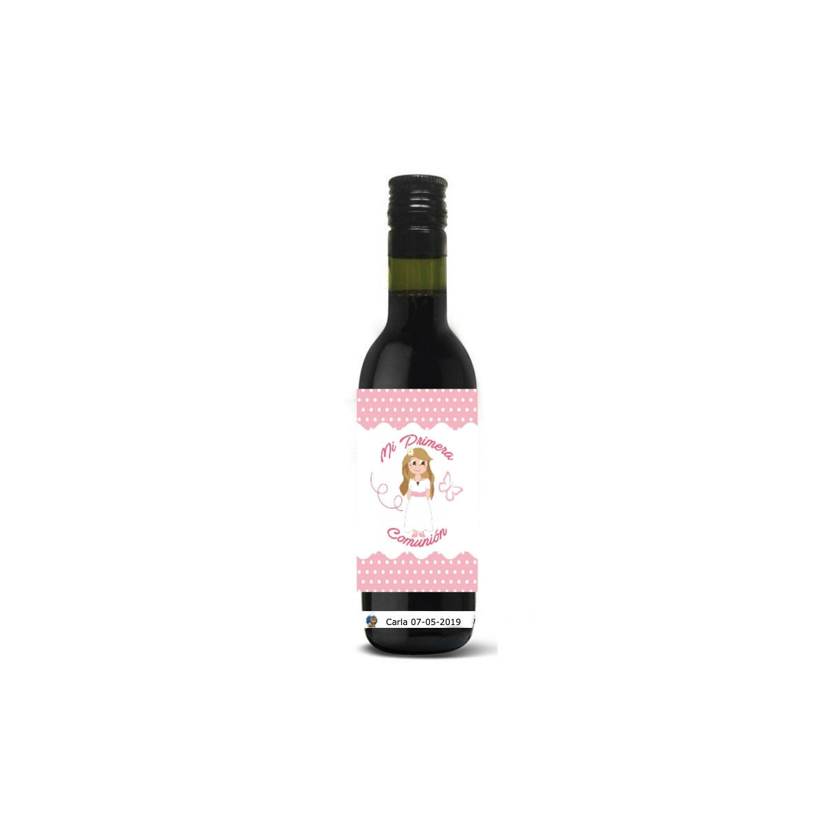 Botiglia vino dettagli comunione personalizzata