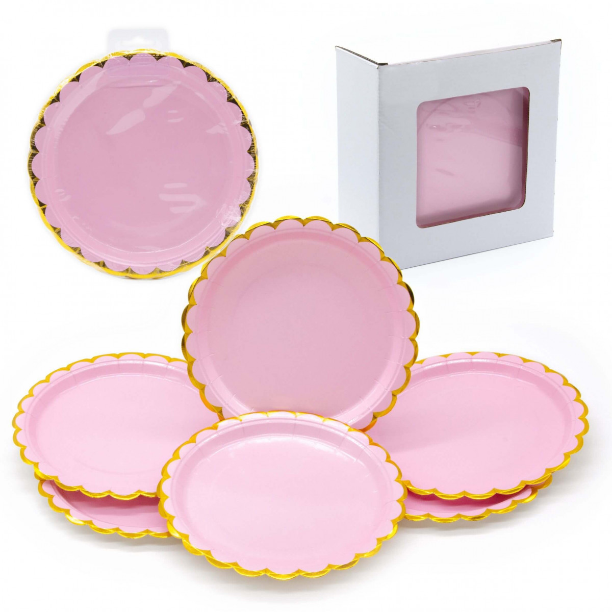 Pacchetto piatti cartone rosa