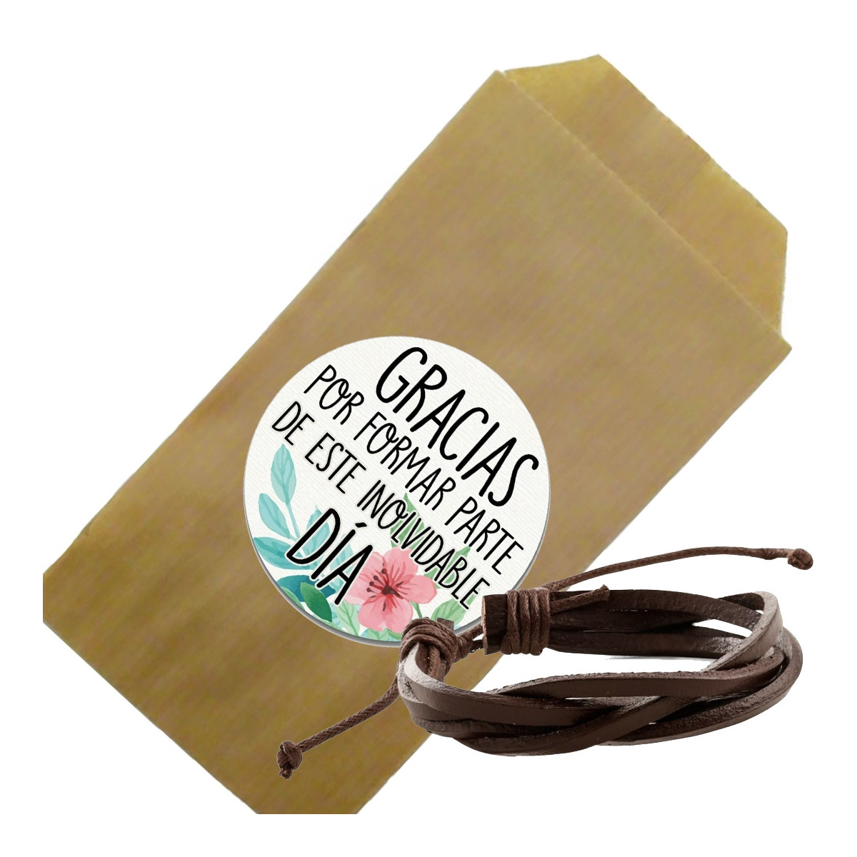 Bracciale da uomo in busta di kraft con dedicatoria