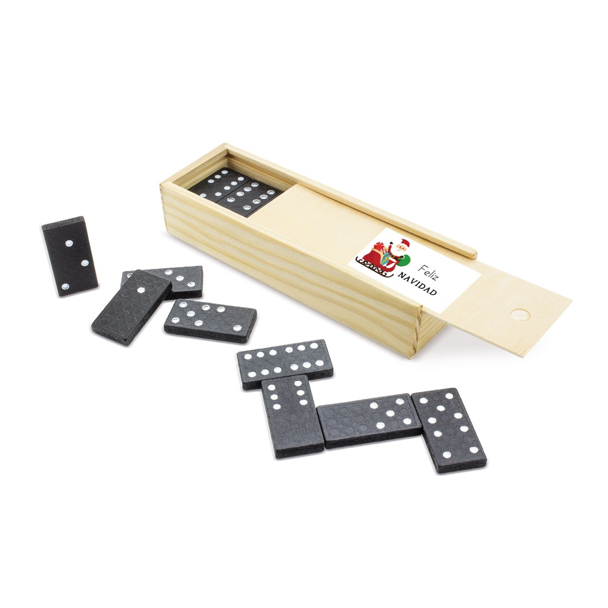 Domino con adesivo felice natale