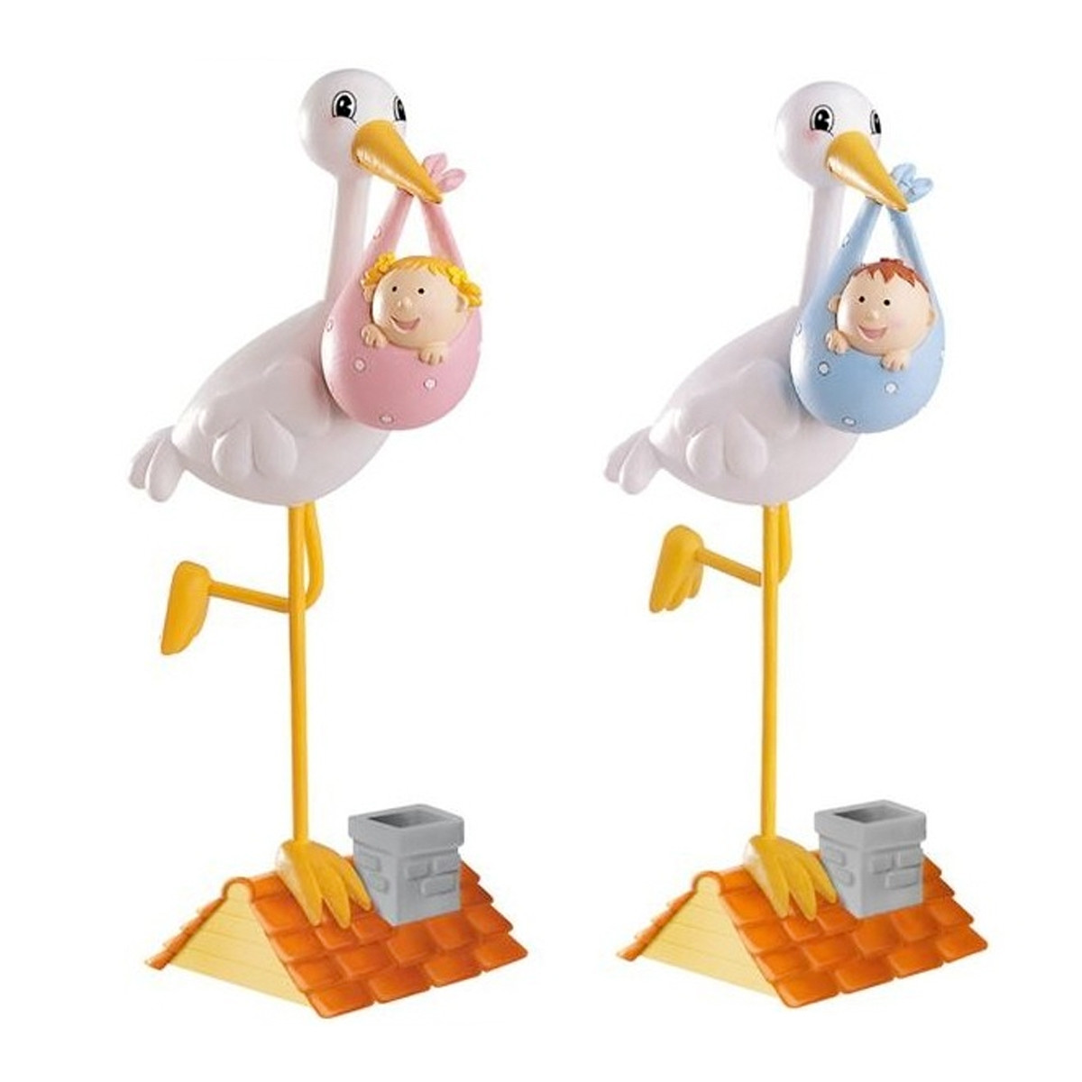 Figura cicogna bebè per torta di battesimo