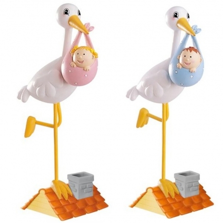 Figura cicogna bebè per torta di battesimo