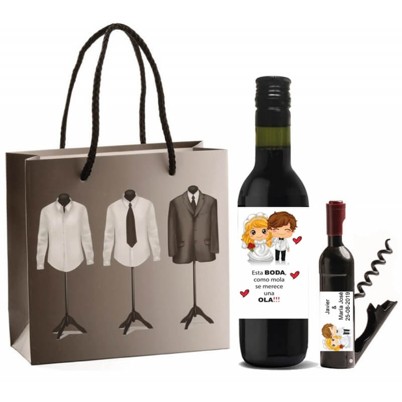 Dettagli del matrimonio per gli invitati set vino personalizzato