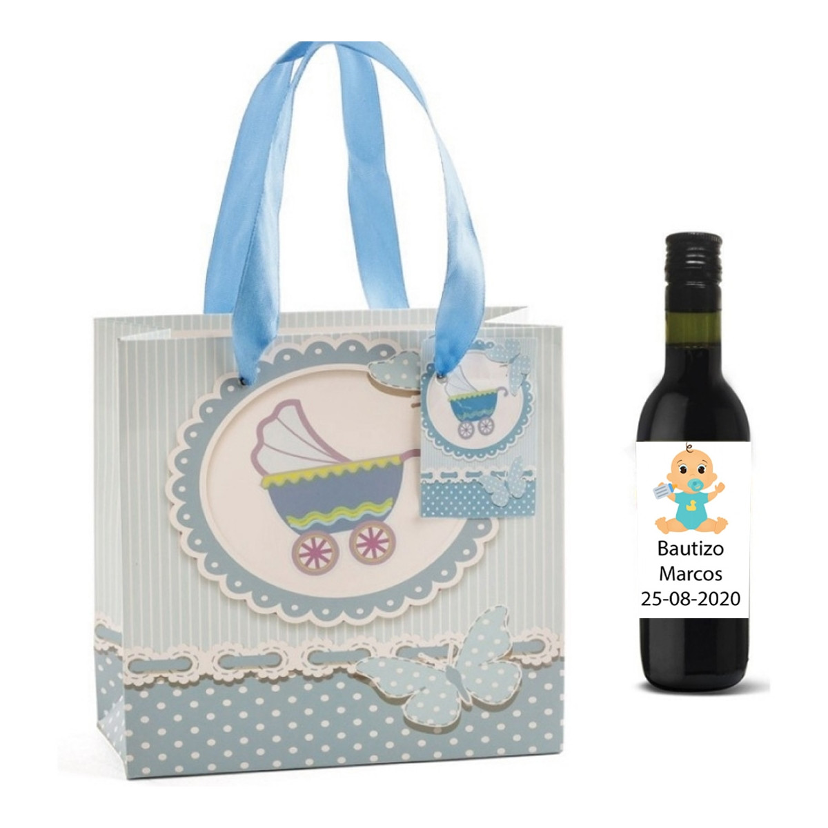 Bottiglietta di vino personalizzata per battesimo