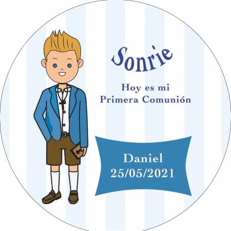 Adesivo Rotondo Comunione Bambino