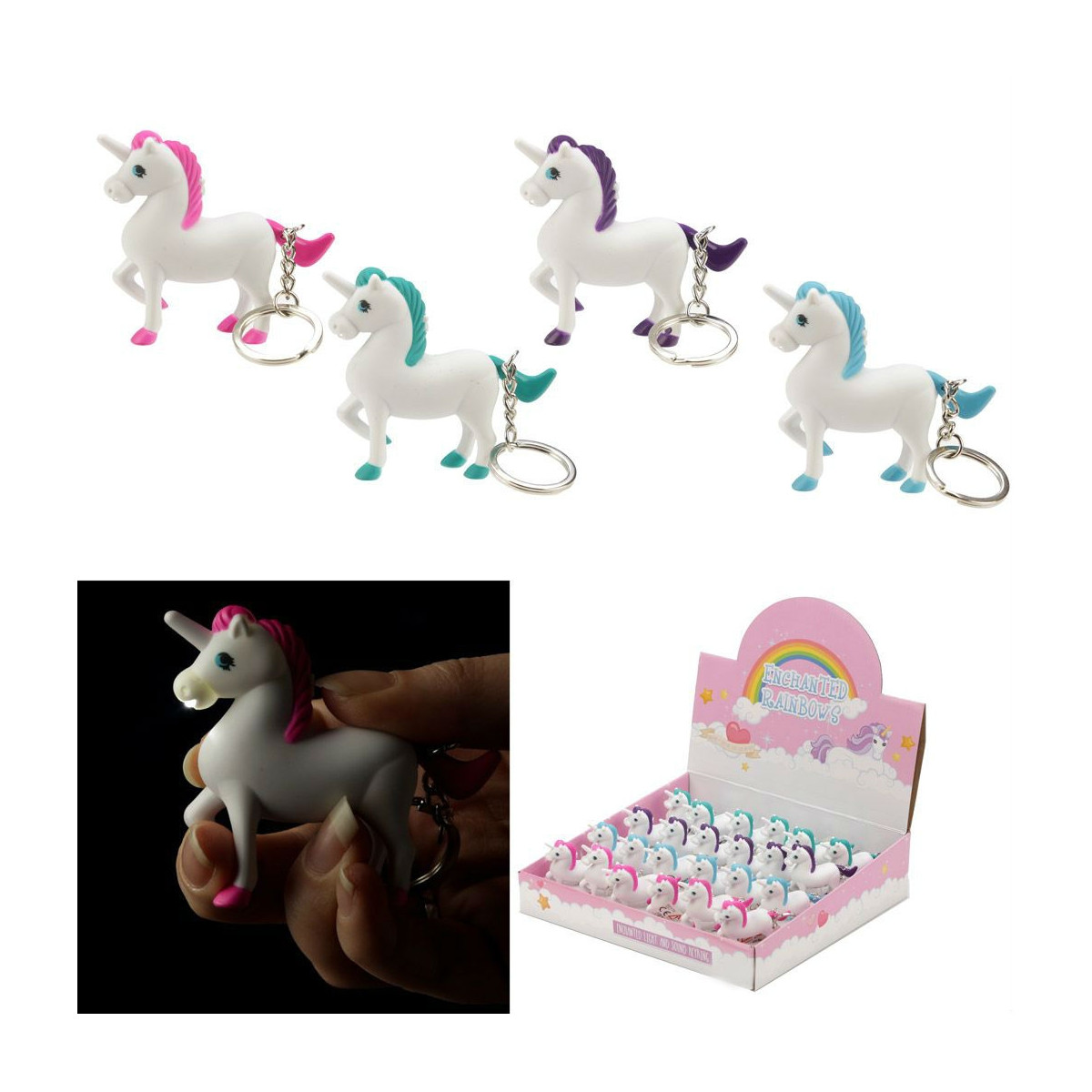 Portachiavi unicorno con LED