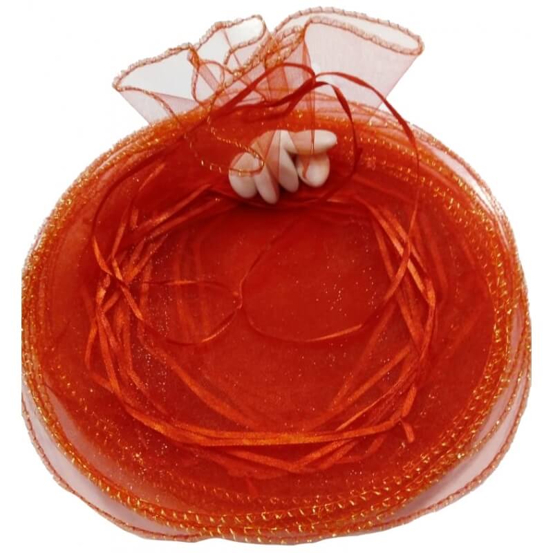 Borsa di organza per riso color rosso e per petali