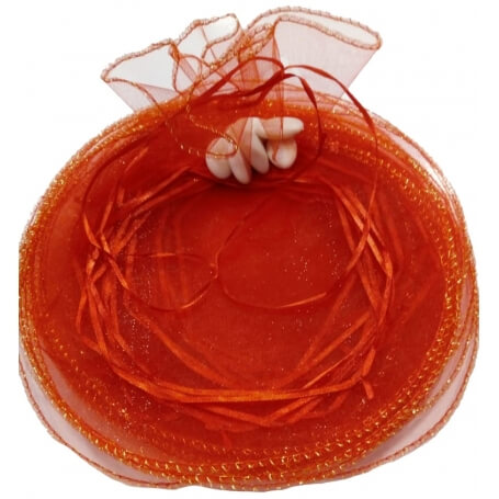 Borsa di organza per riso color rosso e per petali
