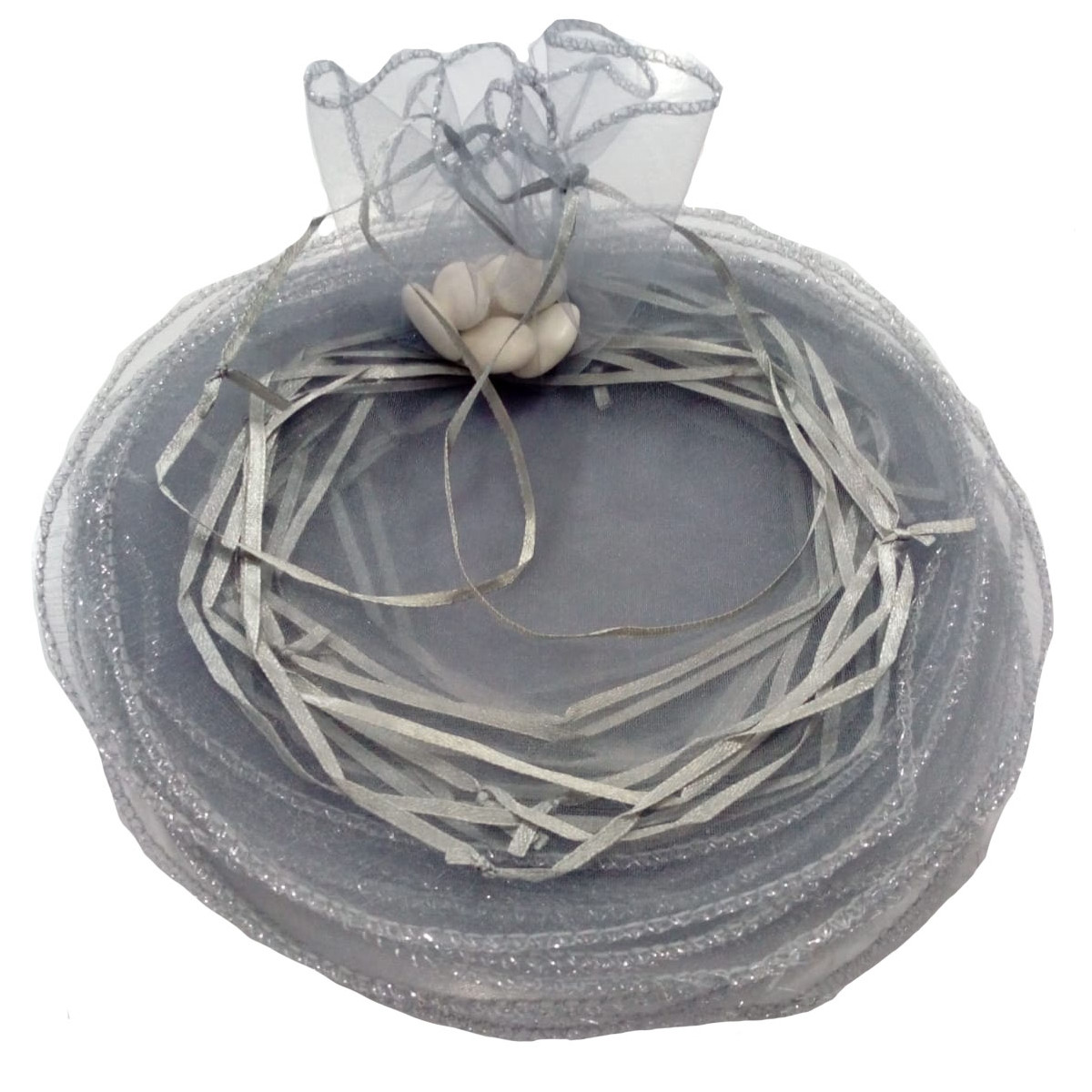 Borsa in organza per riso color argento e per petali