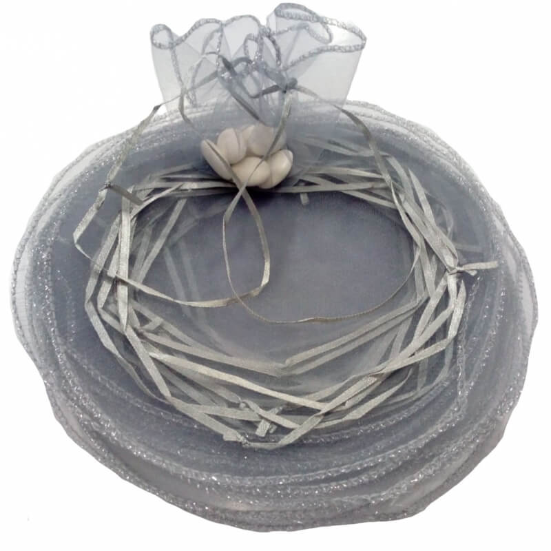 Borsa in organza per riso color argento e per petali