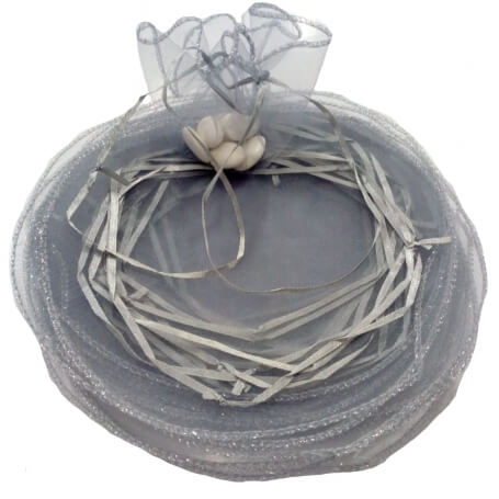 Borsa in organza per riso color argento e per petali