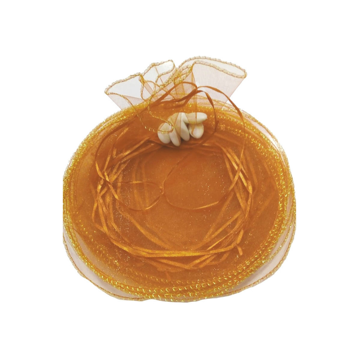 Borsa in organza per riso color arancione scuro e per petali