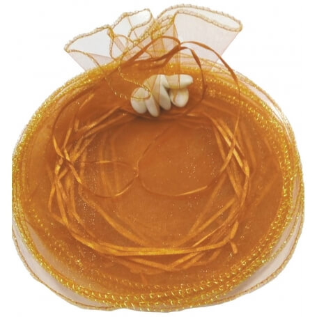 Borsa in organza per riso color arancione scuro e per petali