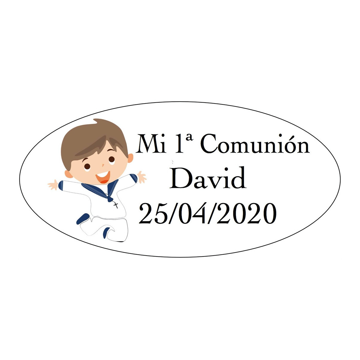 Etichetta personalizzata per Prima Comunione Design bambino marinaio