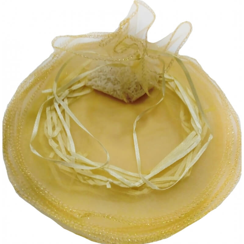 Borsa in organza per riso e petali color dorato