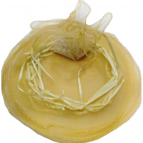 Borsa in organza per riso e petali color dorato