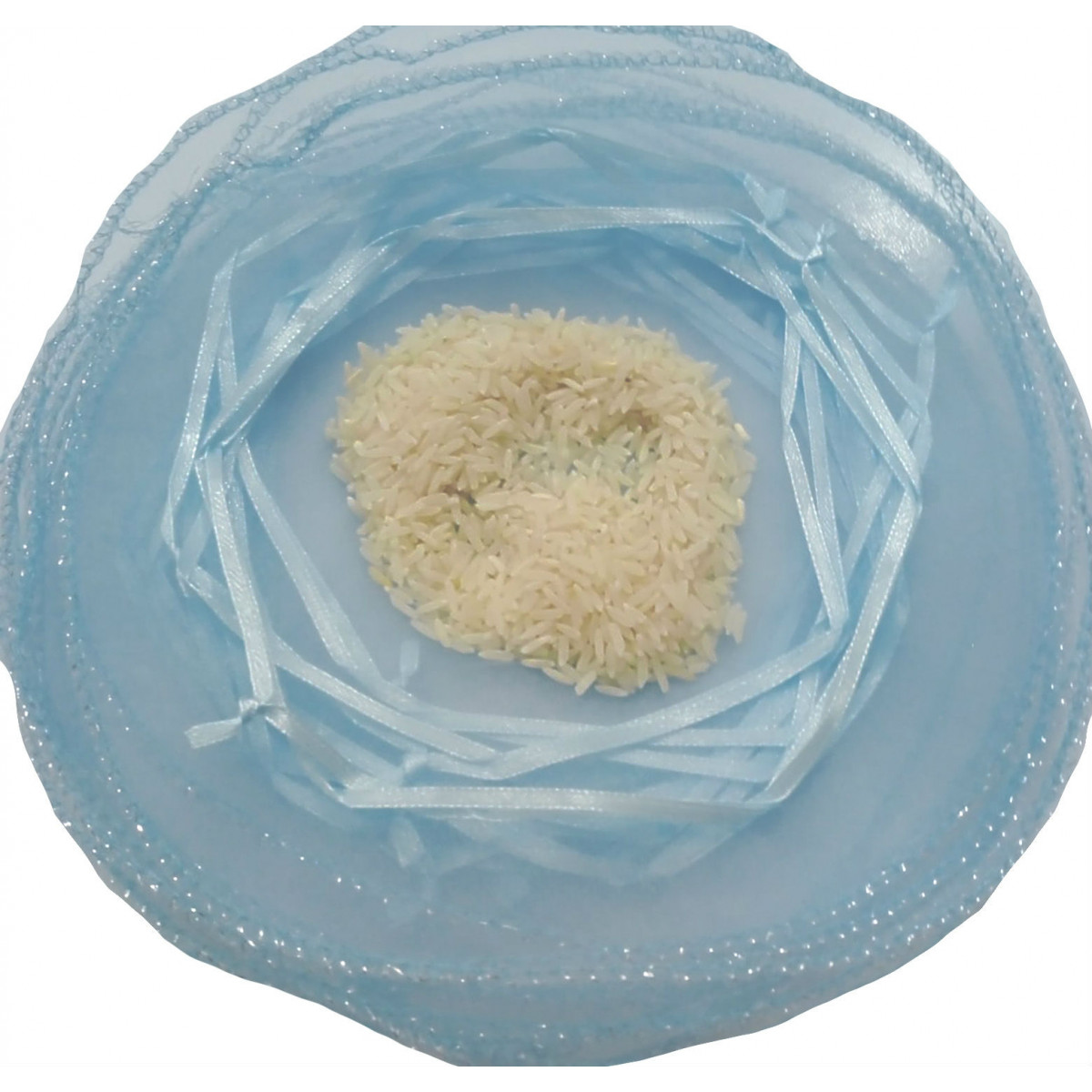 Sacchetto di organza per riso azzurro