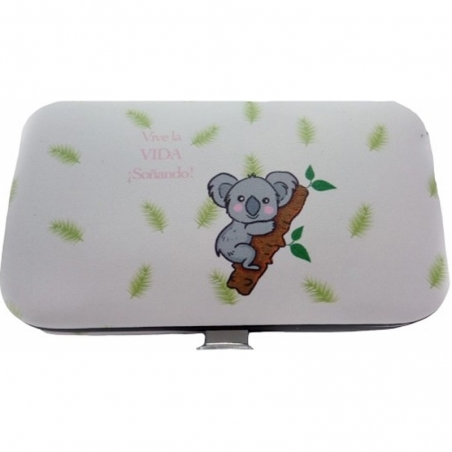 Set di manicure e specchio con motivo koala presentato in una borsa koala