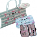 Set di manicure flamenco in scatola di cartone con manici