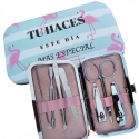 Set di manicure flamenco in scatola di cartone con manici