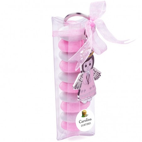 Portachiavi con confetti in scatola di acetato personalizzata