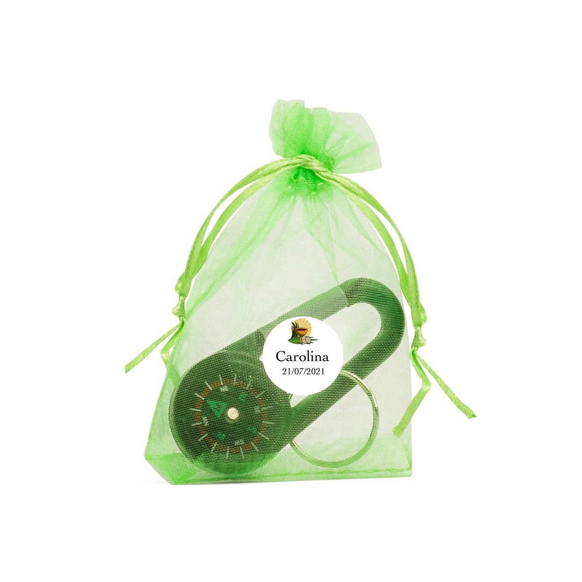 Bussola in borsa di organza personalizzata per comunione