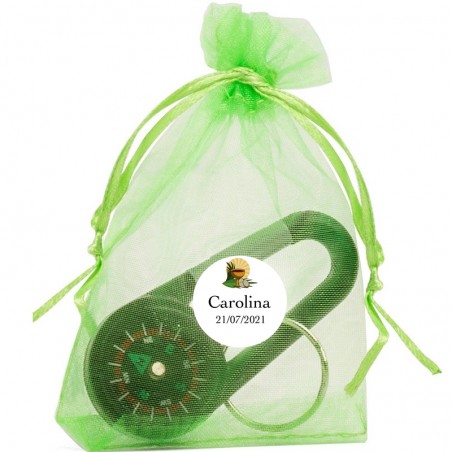 Bussola in borsa di organza personalizzata per comunione