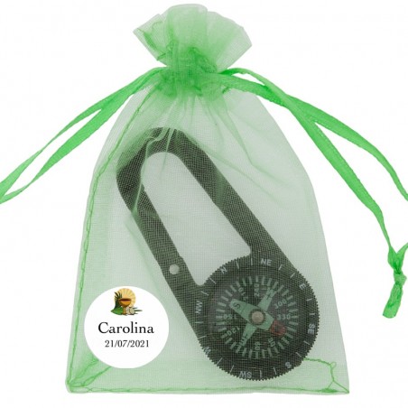 Bussola in borsa di organza personalizzata per comunione