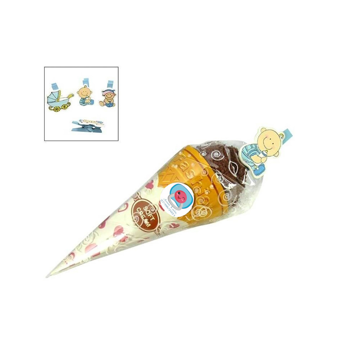 Asciugamani personalizzati per battesimo a forma di gelato