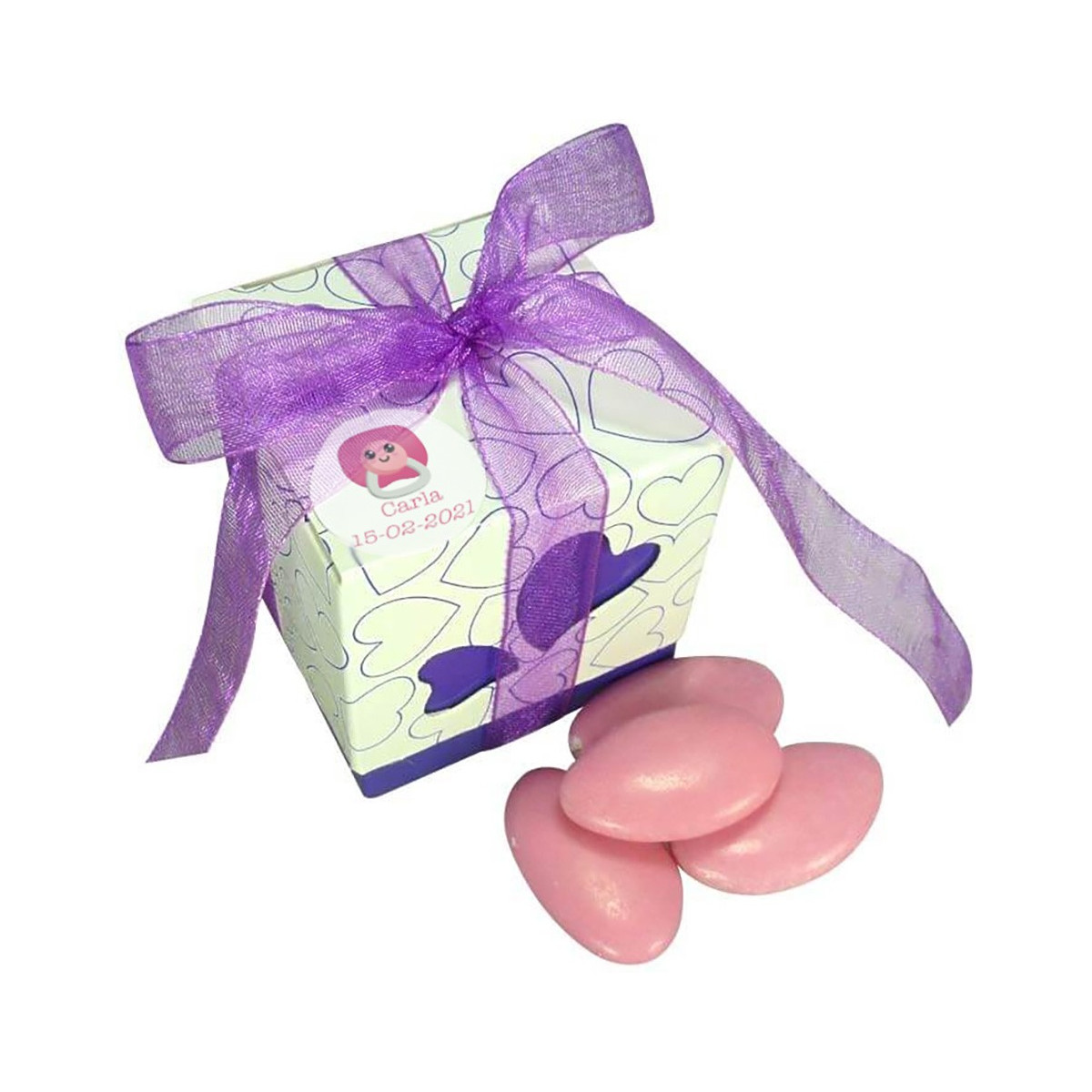 Scatole decorate con dolci per un battesimo di bambina personalizzato