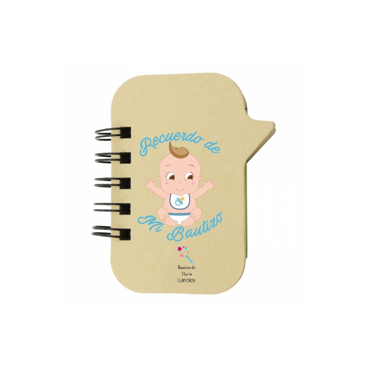 Quaderno con segnalibri per battesimo di bambino personalizzato