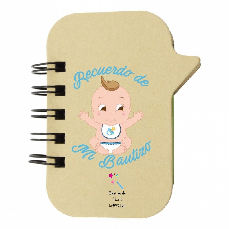 Quaderno con segnalibri per battesimo di bambino personalizzato