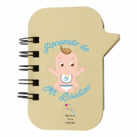 Quaderno con segnalibri per battesimo di bambino personalizzato