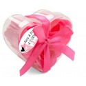 Rose di sapone in scatola di acetato a forma di cuore con adesivo per matrimonio personalizzato
