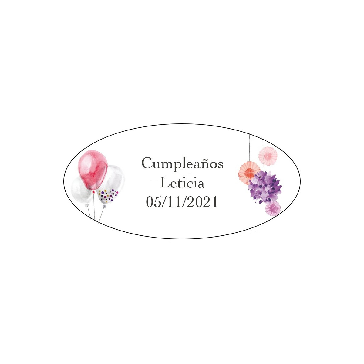 Etichette personalizzate con evento, nome e data