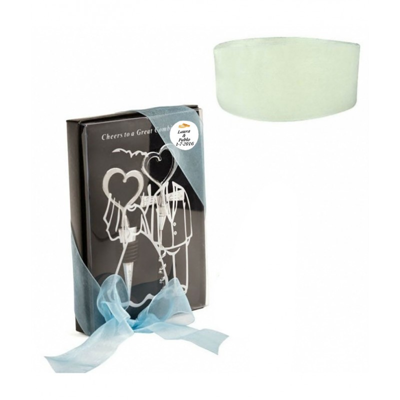 Tappo e cavatappi in scatola con design personalizzato e decorato