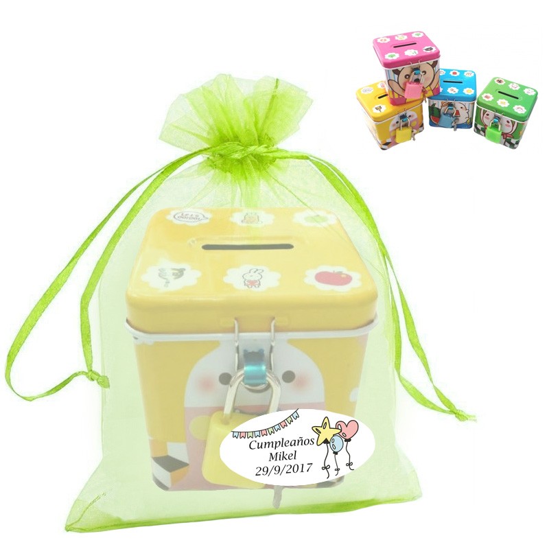 Salvadanaio in sacchetto di organza personalizzato