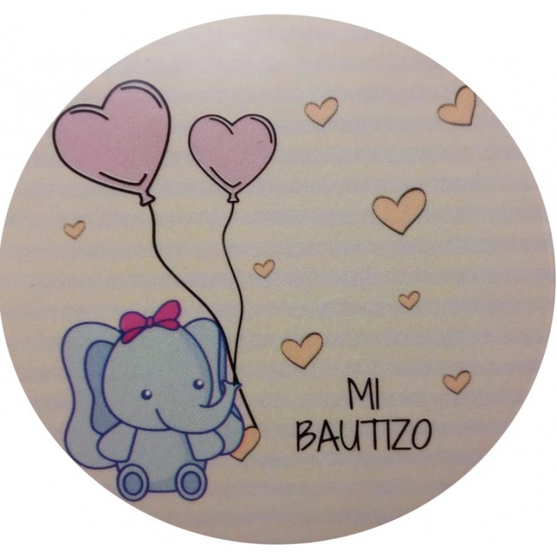 Adesivo rotondo battesimo dimensione mini
