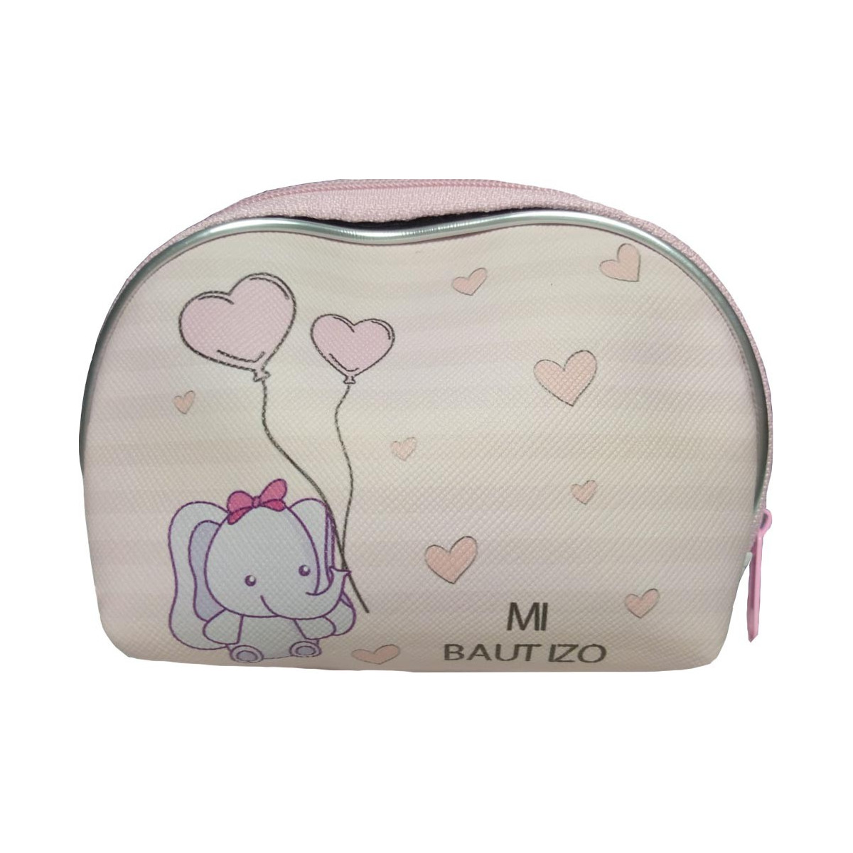 Portafortuna da Battesimo Design Rosa con Elefante