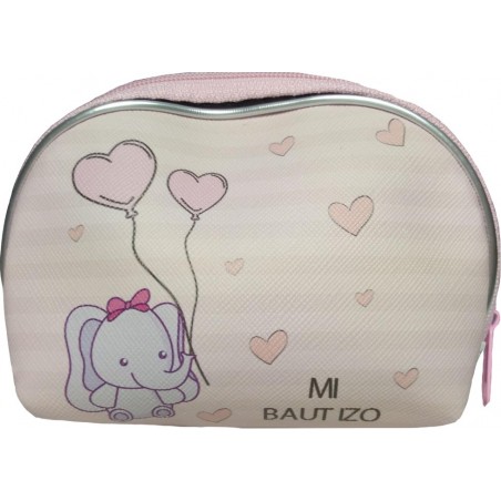 Portafortuna da Battesimo Design Rosa con Elefante