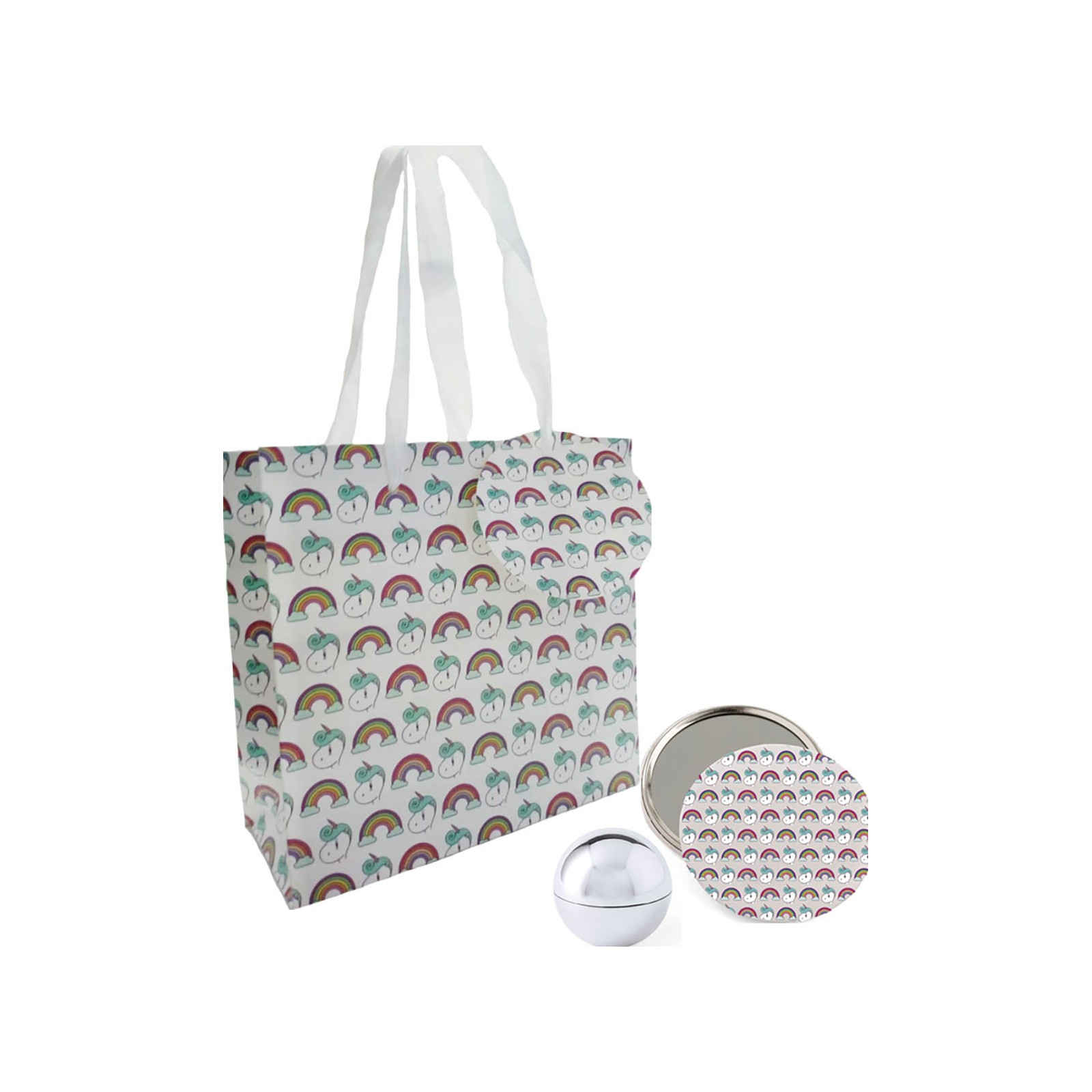 Regalo fantasia specchio con balsamo e borsa