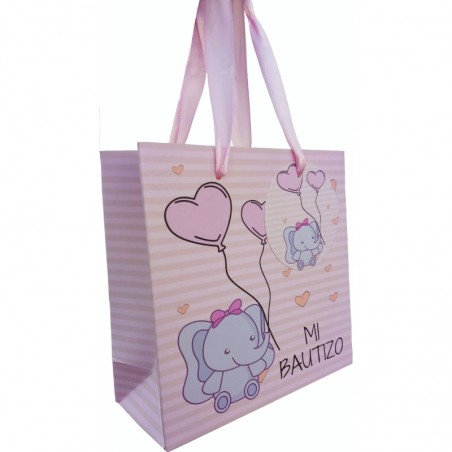 Vino rosso invitati battesimo con borsa personalizzata