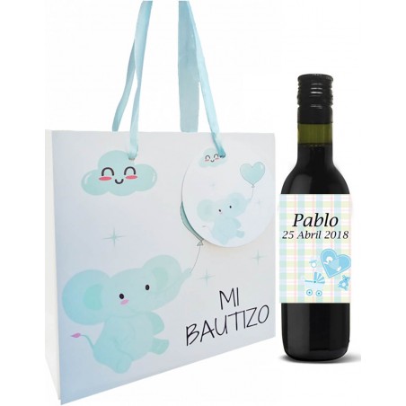 Vino con borsa battesimo