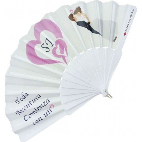 Ventaglio da matrimonio per invitate con adesivo personalizzato