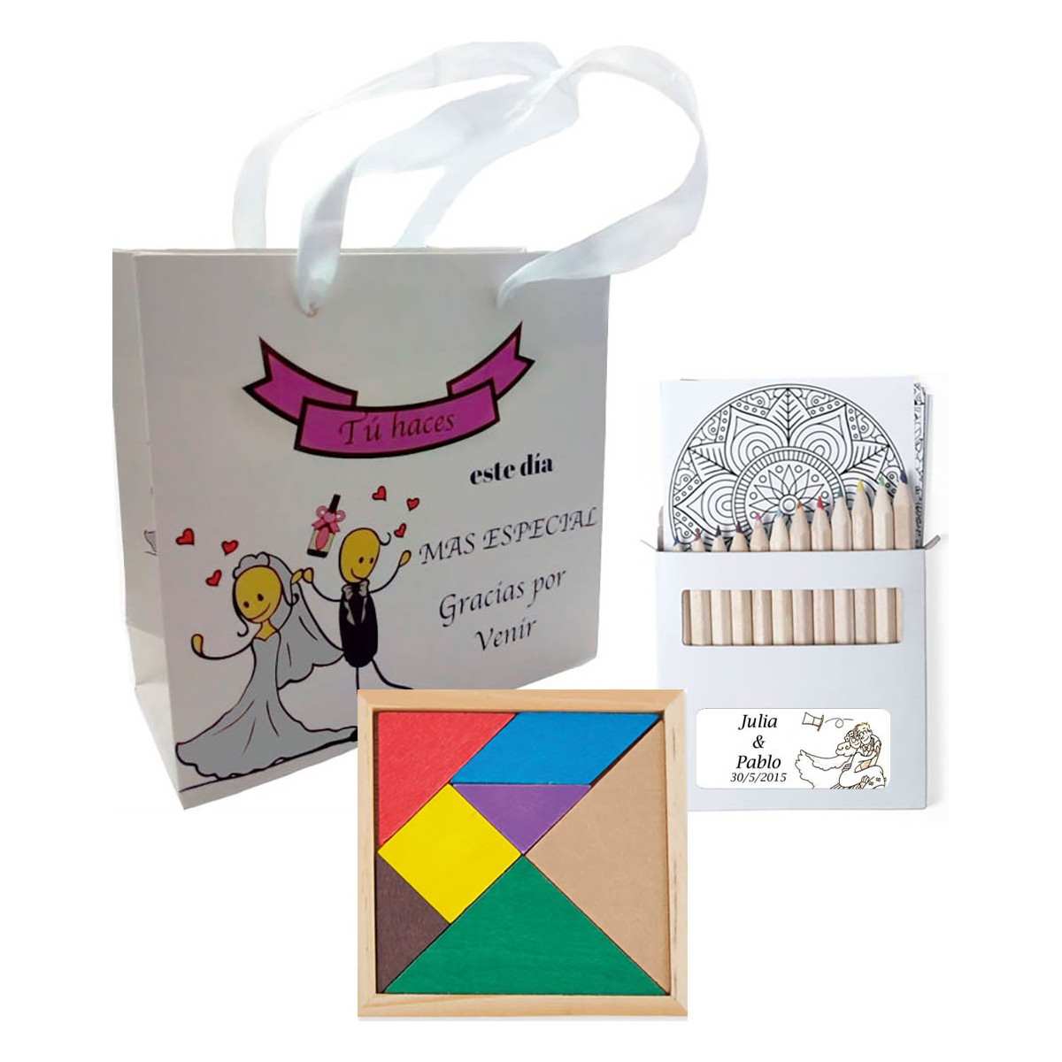 Puzzle con set di matite e borsa